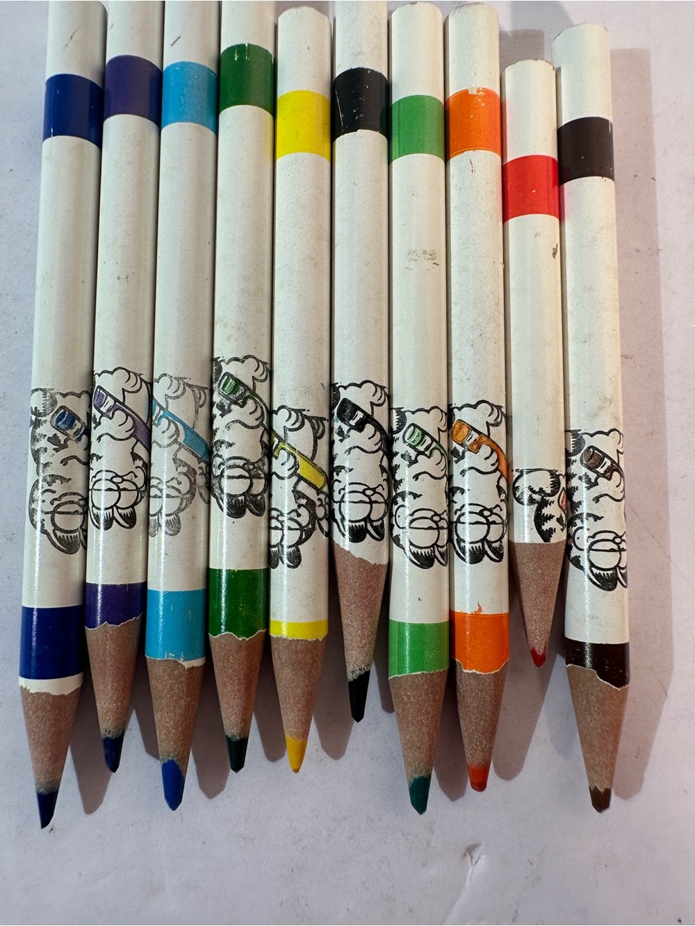 Vintage 1978 Garfield Colored Pencils  Jim Davis Lot Of 10 Used Minis Sharpened - Picture 3 of 4